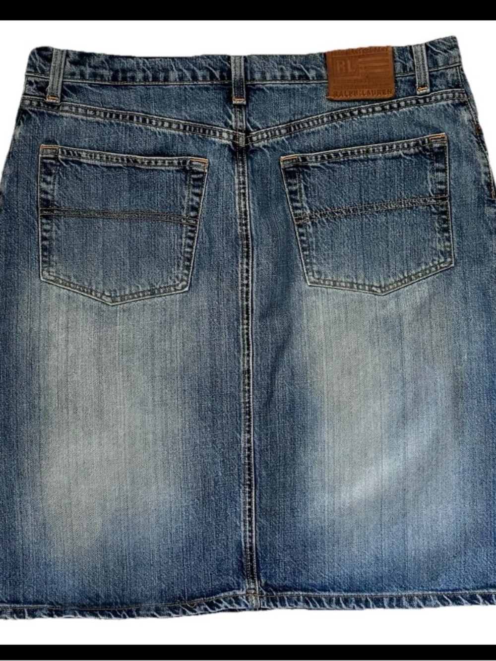 Vintage Y2K Ralph Lauren Denim Knee Length Skirt Size 14